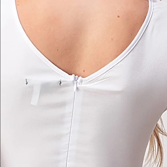 Peplum White Short Sleeve Blouse - Picture 5 of 5